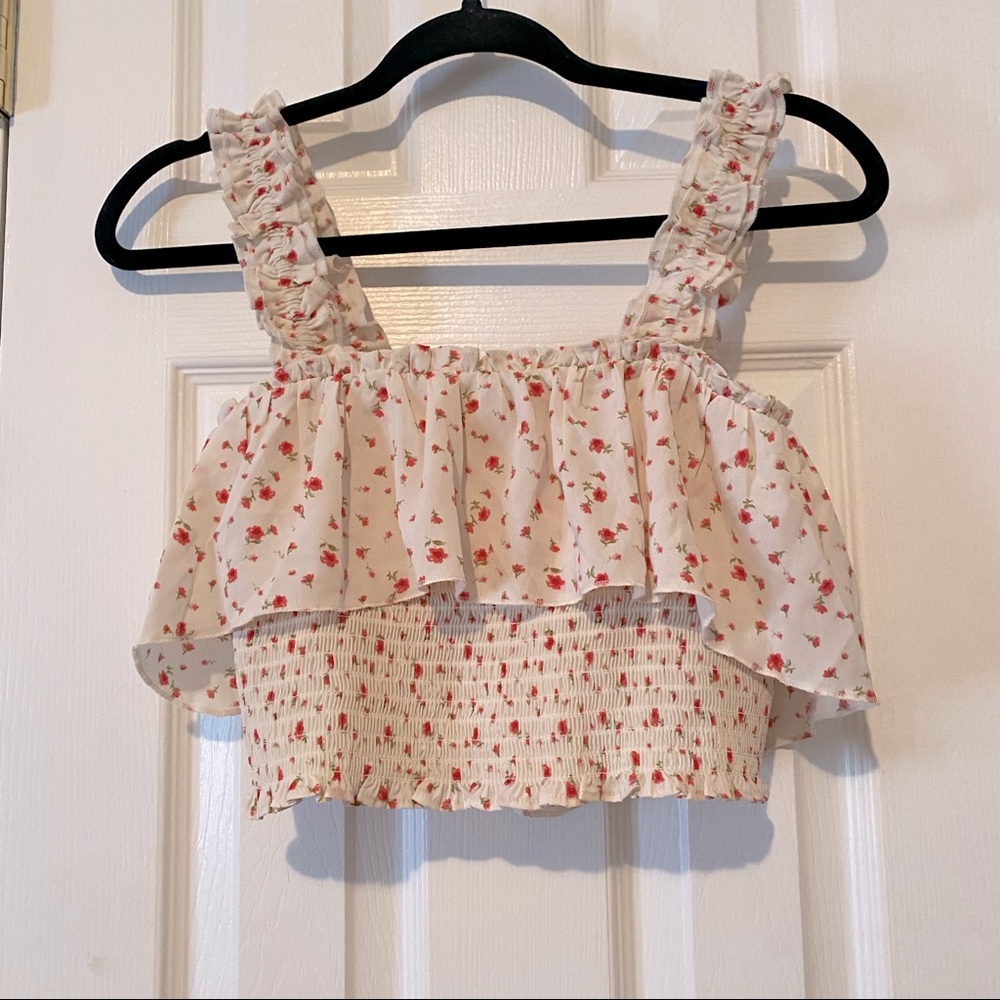 Cottage core floral summer crop top